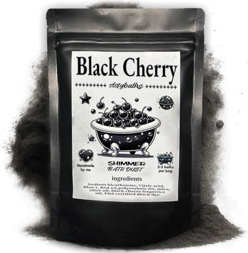 Stsfybaths Black Cherry Shimmer Bath Bomb in A Bag - Handmade Scented Bath Bombs for Women,Kids and Men - Bulk Bathbomb Fizzies Perfect for Boys and Girls All Ages (Small, Black)
