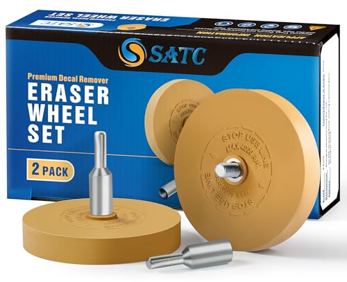 S SATC Decal Remover Eraser Wheel 2Pack Rubber Wheel Eraser with Drill Adapter Kit Car Emblem Pinstripe Graphics Stickers and Vinyl Removal Tool Adhesive Remover Wheel Air Tool for Drill