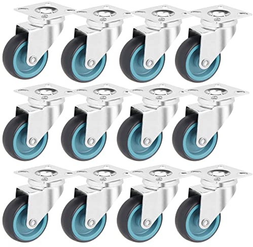 RRIUTO Pivotantes Ruedas Giratorias de Transporte para Carritos Muebles Ruedas para Sillas de Muebles 50mm (12 Piezas, 50 kg por Rueda)