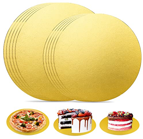 10 Pcs Cake Board - Beschichtet Kuchenplatte, Tortenunterlage, Kuchenplatte, Cakeboard Rund, Tortenplatte Silber 2 Mm Dick Für Kuchen Und Torten, Lebensmittelecht (Gold)