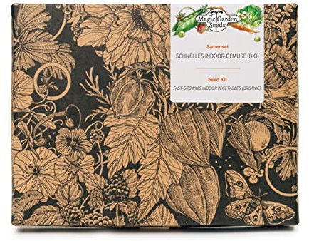 Schnelles Indoor-Gemüse (Bio) - Samen-Geschenkset mit 5 Anfänger-Gemüsesorten, die man ganzjährig auch in der Wohnung anbauen kann