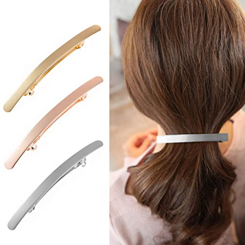 Cubahop Vintage Kleine Schlanke StripHaarnadel Metall Snap Barretten Glatte Haar Barretten Haarspange Haarzubehör Haarspange für Frauen und Mädchen (Silber)