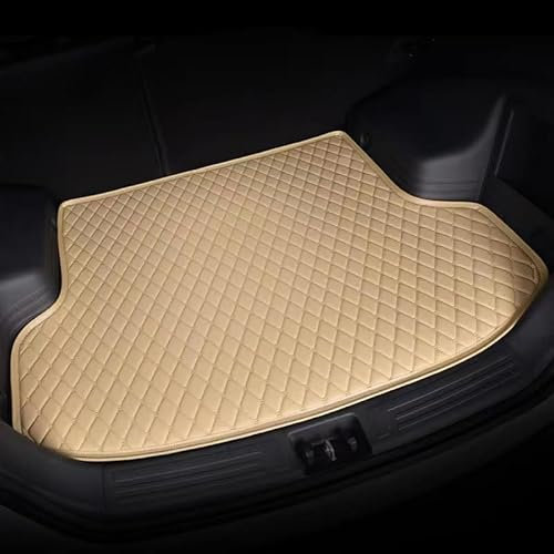 Für B-MW 1 Series 2017-2022 Auto Kofferraum Leder Kofferraumwanne Schmutzfangmatte, rutschfeste Wasserdichter, VerschleißFester Bodenteppich,B/Beige