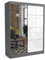 Brent - Kleiderschrank mit Spiegel Suzan, 160cm Breit, Schlafzimmerschrank mit 1 Kleiderstange und Einlegeböden für Kleidung, Kleiderschrank Grau Matt/Weiß Hochglanz