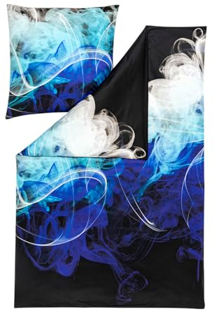 ESTELLA Bettwäsche Fog - Mako-Interlock-Jersey (600 blau, 2-teilig: 1x Duvet Cover 135x200 cm + 1x Pillowcase 40x80 cm)