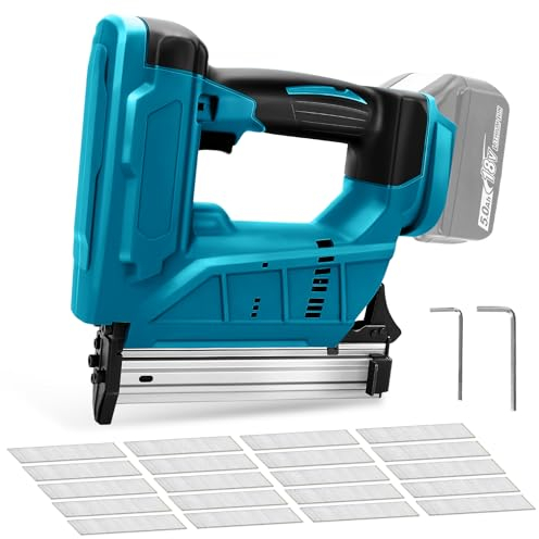 Pistola de clavos recargable compatible con batería Makita de 18 V, 120 clavos/min, 550 W, grapadora eléctrica eléctrica con 2000 clavos rectos para tapicería, carpintería, carpintería (sin batería)