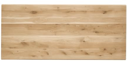 iWerk® – Tischplatte aus Eiche 180 x 90 cm | Massiv & Rustikal | Echtholz-Tischplatte für individuelle Zwecke – geeignet als Schreibtisch oder Esstisch | DIY-Tisch (Kante Swiss)