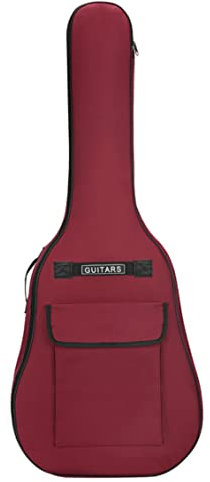 Yaoliucp Gitarrentasche für 40/41 -Zoll 600d Oxford Stoff verstellbares Gitarrengigbeutel wasserdichte Gitarren -Rucksack mit Schulterfalle Griff große Kapazität Dunkelrote Akustikgitarrenhülle