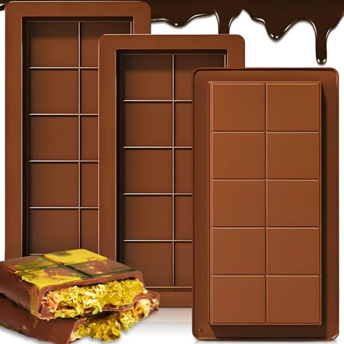 ZPQAODI Stampo per Cioccolato in Silicone, Confezione da 3 Stampi per Barrette di Cioccolato Profondo, Stampo in Silicone Stampo per Cioccolato Extra Profondo per Dolci al Cioccolato Pralinato