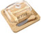 19,6 x 19 x 8,5 cm plato de mantequilla de vidrio con tapa, plato de mantequilla con campana de vidrio curvo para queso - cúpula de glaseado de limón , postre, hogar, cocina, restaurante -