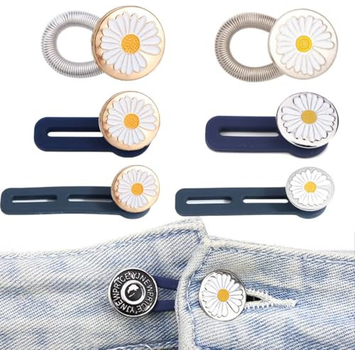 BQRKOTM 6 Stück Knopfverlängerung für Hosen, Hosenbunderweiterung Hosenknopf, Hosenbunderweiterung, Verstellbarer Hosenknopf Verlängerung für Herren- und Damenhosen, Kleider, Hemden