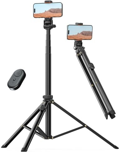 Handy-Stativ & Selfie Stick 180cm, YUMAZLA Verstärkte Stativ für Smartphone, Handystativhalter mit Fernauslöser für iPhone, Samsung (210cm)