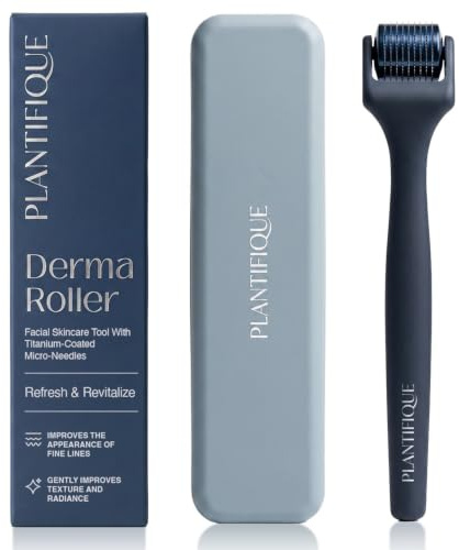 PLANTIFIQUE Dermaroller 0,25 mm – Microneedling Viso – Grigio con Custodia