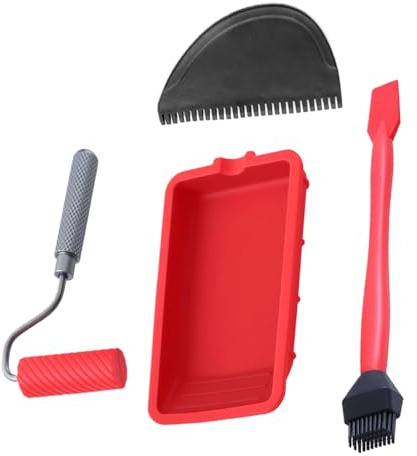 Rodillo Aplicador de Pegamento para Madera,Aplicador Manual Con Bandeja Para Adhesivos | Incluye Pincel y Espátula, Kit Reutilizable de Encolado para Carpintería y Trabajos en Madera
