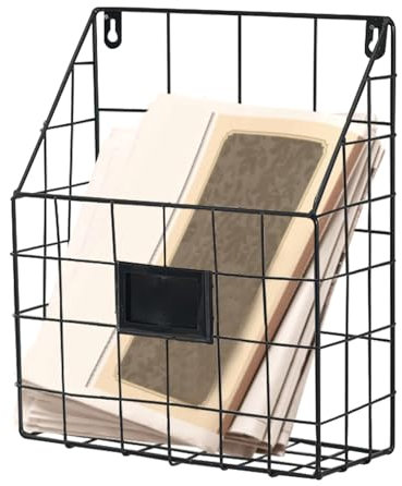 Wandregal Bücherregal Zeitschriftensammler Zeitschriftenhalter Wand Für A4 Akten Post Metall Wandhalterung Zeitschriftenhalter, Zeitungshalter Wandkorb Für Büro Zeitungsständer Schwarz, 25x10x30,5cm