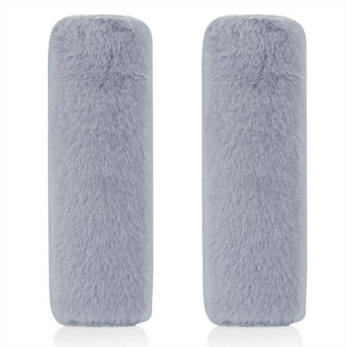 Almohadillas Cómodas para Cinturón de Seguridad 2 Piezas Almohadilla Protección para Arnés Piel de conejo Artificial para Adultos y Niños Seat Belt Pad para Asiento de Niño, Mochila, Bolsas, Gris