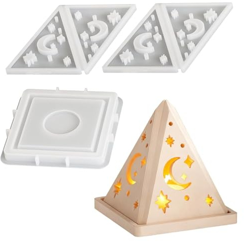 Candle Holder Resin Moulds, 3D Moon Pyramid Shape Tea Light Candle Holder Moulds, Tealight Holders Silicone Moulds for Resin Epoxy Pouring Mould DIY Decoration Crafts