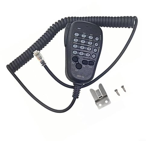 MH-48 6 Pin Speaker Microphone with Noise Cancelling, LED Backlight and Programmable Buttons, Compatible with FOR Yaesu FT-2900R/FT-7900R/FT-8900R/FTM-100DR Mobile Radios, Black ABS Housing