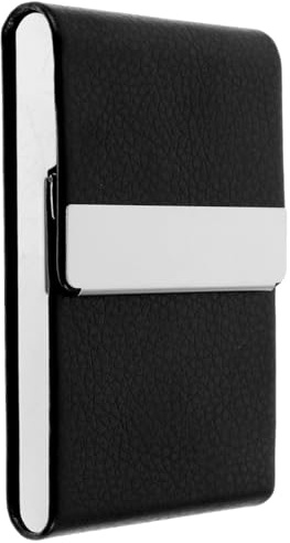 HEMOTON Estuche para Tarjetas de Visita de Cuero y Metal, Diseño Ligero y Portátil, Almacenamiento Seguro y Conveniente para Viajes y Ocasiones Formales