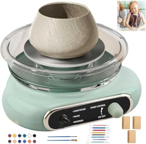 Pottery Wheel Electric Machine with Foot Pedal and Detachable Basin for Home Pottery DIY and Training