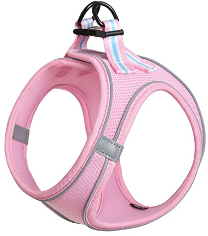 HEELE Harnais Chien Harnais pour Petit Chien Step-in Air Mesh Réfléchissante Réglable Harnais pour Chiot, Rose, M
