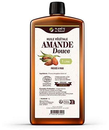 Huile d'AMANDE Douce 1 L - Cosmos Natural - Natureen | Planète au Naturel - Pressée à froid - Cheveux, peau, visage