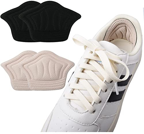2 Paires Coussinets de Coussin pour Chaussures Trop Grandes, Coussinets de Talon Auto-Adhésif Semelles, Protection du Talon Contre les Ampoules, Convient à Toutes Les Chaussures(5mm,Noir +Khaki)