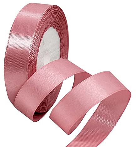 22m Dusty Pink Satin Ribbon 20mm, Hair Ribbon Cake Bows for Gift Wrapping Fabric Polyester Satin Ribbon for Gift Wrapping Bows Hair Cake Decoration Balloons