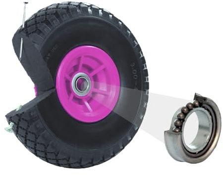 TRUTZHOLM Sackkarrenrad 260x85mm Vollgummi 3.00-4 PU Ersatzrad für Sackkarre mit Kunststofffelge (Pink, versetzte 60 mm Nabe)