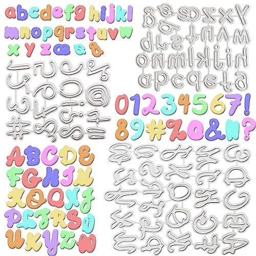 Stanzschablone Buchstaben und Zahlen 72 Stück A-Z Stanzformen Metall und 0-9 Zahlen Stanzschablonen DIY Metall Prägeschablonen für Scrapbooking Fotoalbum Geschenk (Silber)