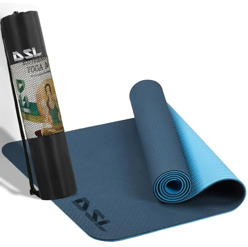 Yoga Mat – DSL Premium TPE Pilates Mats – 183x61x0.6cm Eco Friendly Non Slip Yoga Mat – Exercise Mat for Home – Gym Mats for Home – for Women and Men
