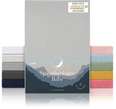 Laleni Jersey Spannbettlaken 38x77 cm Babywiege oval - Oeko-TEX zertifiziertes Spannbettlaken Stubenwagen - Stubenwagen Bezug aus 100% Baumwolle - Spannbettlaken Kinderwagen - Baby Bettwäsche in Grau