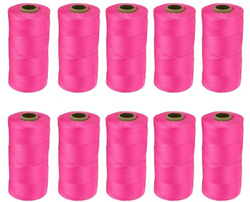 sourcing map 10PCS Solid Braid Nylon Rope 3/50 Inch 1000 ft Multipurpose Polypropylene Utility Rope Cord Line for Camping Flag Pole Knot, Pink