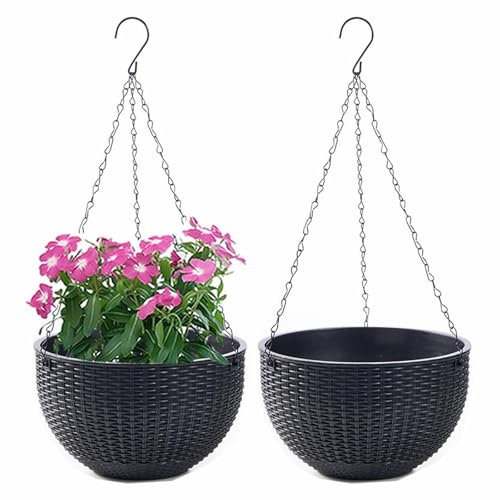 Pot de Fleur Suspendu Exterieur et Intérieur Suspension Plante Exterieur, Pots de Fleurs à Suspendre - avec Réservoir d'eau et Chaînes Inoxydables - Pot Suspendu Plante Jardinière Balcon