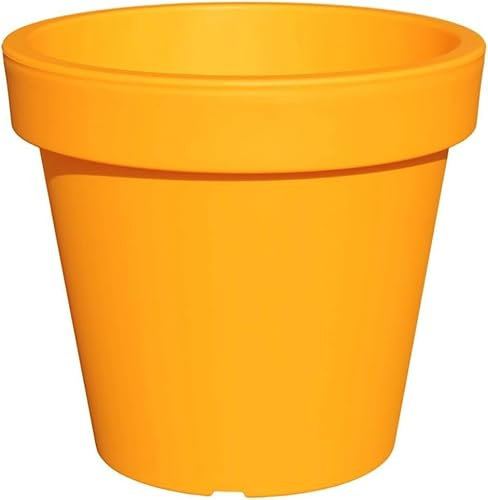 Planters Pride Aura 2-Pack of 47.5cm ⌀ Large Plant Pots, Vibrant Orange | Weather-Resistant Recycled Plastic Planters | Flower Pots with Drainage & Plug | Outdoor Patio Pots, Indoor House Plant Pots