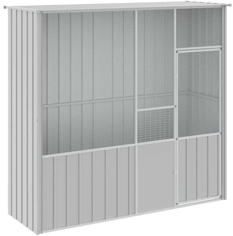 Emmtore Jaula de pájaros Acero galvanizado Gris 215x78x200 cm