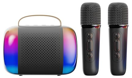 Montesy Machine de karaoké pour enfants avec 2 microphones et haut-parleurs avec lumières LED pour filles, garçons, anniversaire, divertissement familial