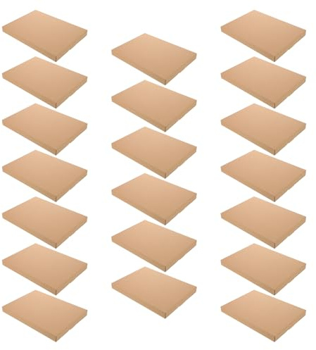 TOGEVAL Scatole di Spedizione per Dischi in Vinile in Carta Kraft Riciclabile 310x226x28mm, Set da 20, Robuste e Salvaspazio per Imballaggio Album, Libri e Documenti, per Spedizioni,