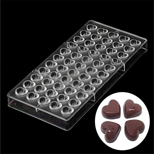 Cocina Horneado Pastelería Herramientas Chocolate Moldes Fuente de Horno Pan Moldes Bricolaje 3D Policarbonato Chocolate Bandeja Horneado Suministros - 27.6x13.6x2.4CM - Mini Corazón Sha