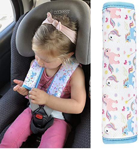 HECKBO 1x Kinder Auto Gurtpolster Gurtschutz mit Einhorn Unicorn Motiv - Sicherheitsgurt Polster für Kinder Babys