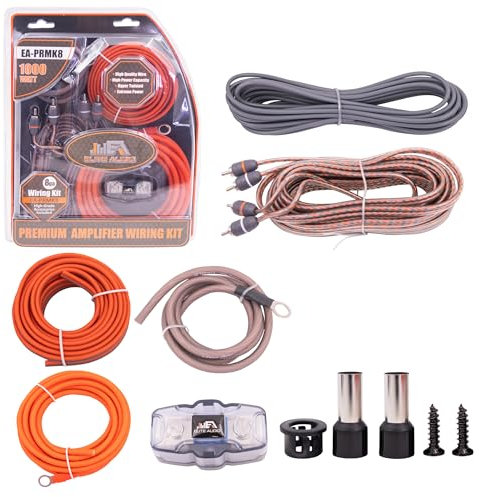 Elite Audio 8 Gauge CCA Premium Amp Kit - EA-PRMK8 Complete Amplifier Installation Wiring Kit with 20 feet 8 AWG + 2-Channel RCA Interconnects 1000W