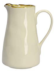 Thun Rose & Tulipani, Brocca Piccola di Colore Avorio in Ceramica con Bordo Dorato, Linea Concerto, Capienza 600ml