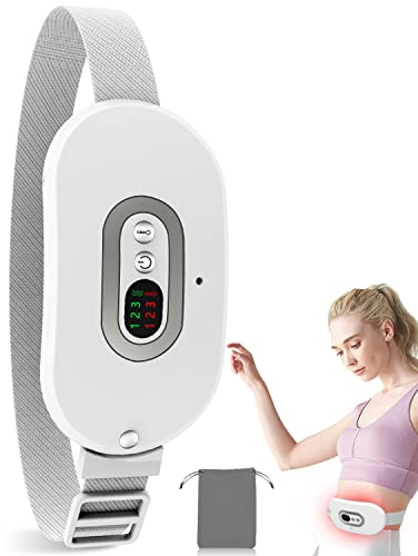Perioden Wärmegürtel mit Massage-OVIFM Heizkissen Kabellos Elektrisches Menstruations Wärmegürtel mit 3 Heizmodi,USB Heating Pad Period zur Schmerzlinderung während der Rücken, unterleib/Magen Weiß