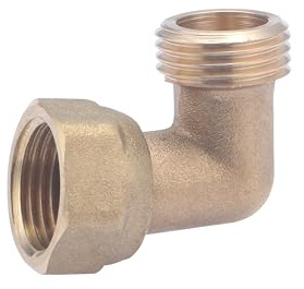 Codo de latón con tuerca libre macho -hembra 1/2 | Conexión Giratoria Ideal para Agua Potable y Sistemas de Calefacción | Alta Resistencia a Presión y Temperatura | QUICK PLOMBERIE