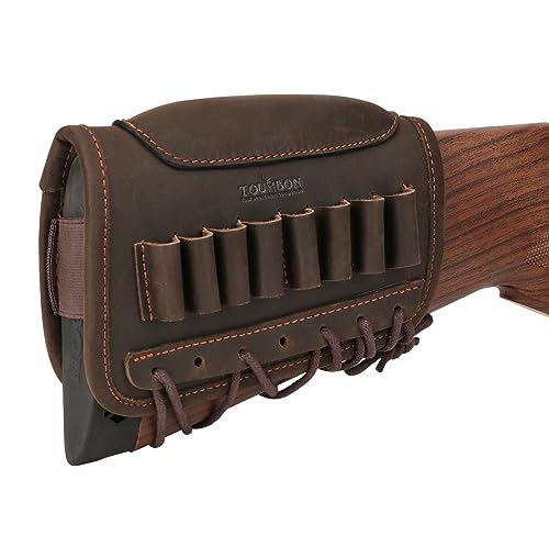 Tourbn Gewehr-Gesäß-Munitionstasche aus echtem Leder, verstellbare Wangenauflage, Rechtshänder