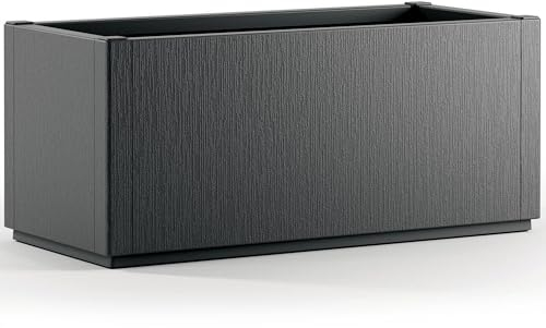 CASARIA® Jardinera Rectangular Exterior 80L 80x36x35cm Macetero Grande Maceta Decoración Hogar Flores Resistente Intemperie Jardín Terraza Antracita