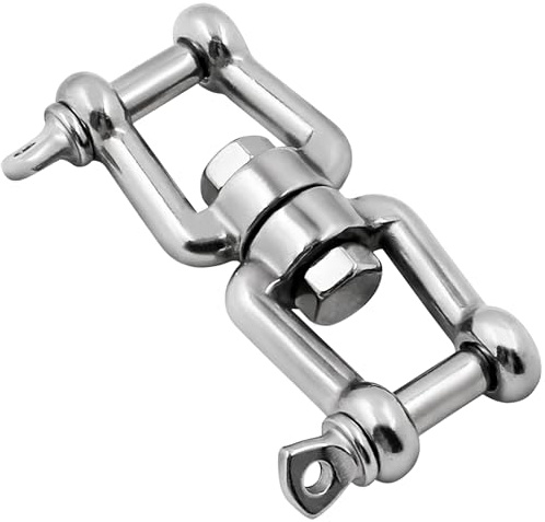 MEMUME Boat Anchor Swivel Shackle 1/4 inch 5/16 inch 3/8 inch 1/2 inch (4 Size) Jaw - Jaw Anchor China Swivel Connector 316 Stainless Steel Marine Grade Double Shackle (3/8 inch 1 Pack)