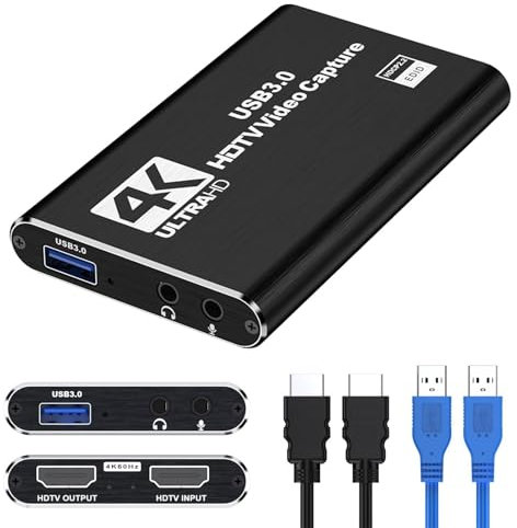 Banaone Tarjeta de Captura 4K HDMI para Transmisión, Captura Full HD 1080P Tarjeta de Captura de Audio y Video USB 3,0 para Dispositivo Grabador de Video para Grabación de Juegos, Plug and Play