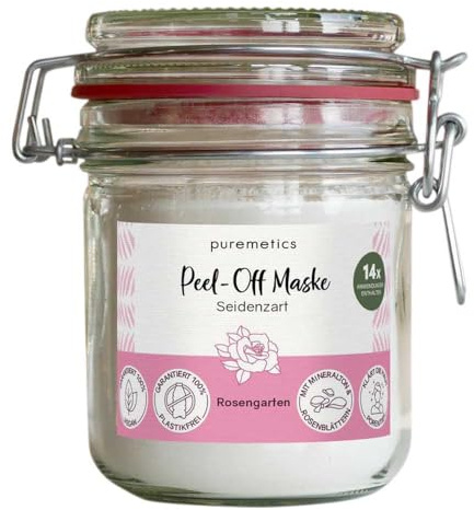 puremetics Peel-Off Maske, Seidenzart | Rosengarten, 130g