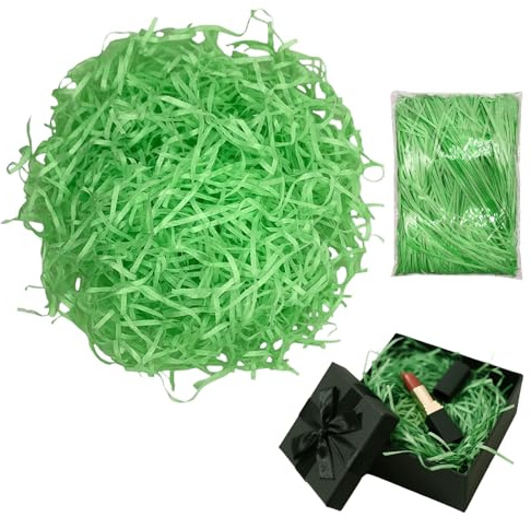 MFCGHXR Papier déchiqueté décoration Verte 300g, Remplissage Panier Cadeau, confettis Emballage Cadeau écologique pour Pâques, Mariages, Anniversaires et fêtes